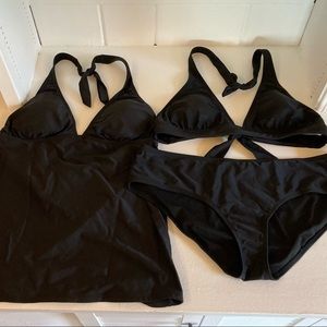 Old Navy black 3-piece bikini/tankini, size Large Tall (tankini)